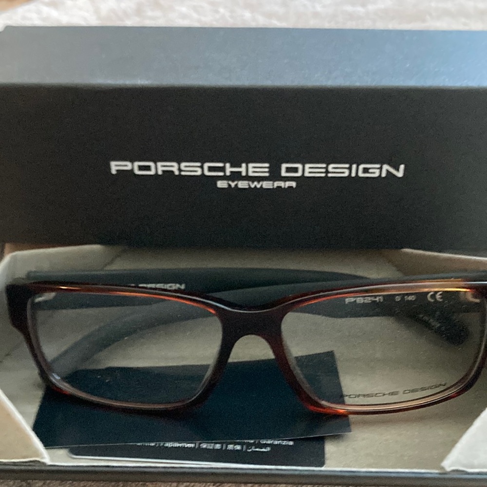 Mens Porsche Design Eyewear. Tortoiseshell frame-clear. Can be rx or sunglasses